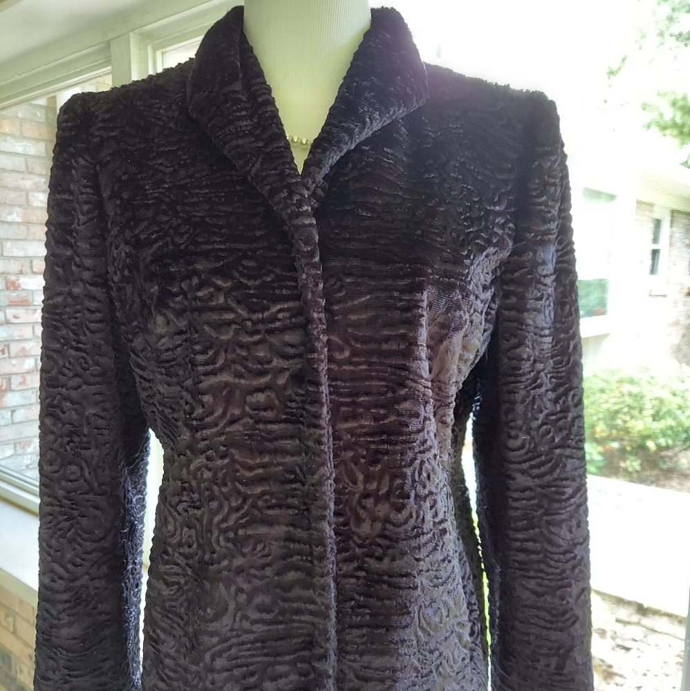 Kate Hill Faux Curly Lamb Black Jacket